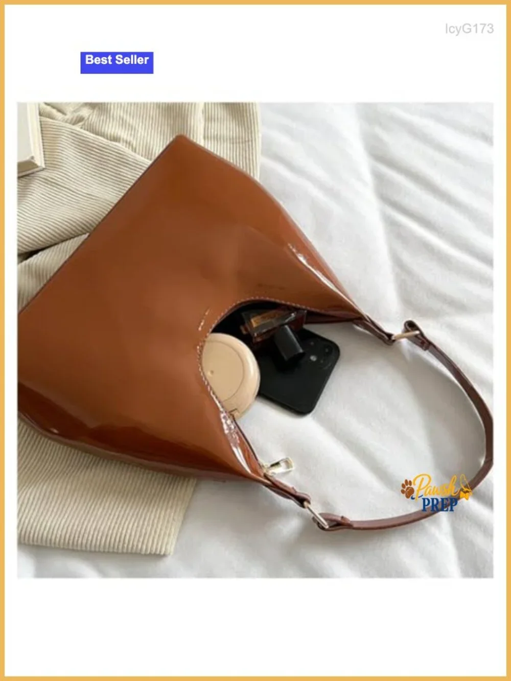 Patent Leather Hobo Bag Crescent Shoulder Bag Small Tote Satchel Purse